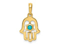 FJC Finejewelers 10 kt Yellow Gold Turquoise Chamseh Charm 25 x 13 mm