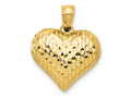 FJC Finejewelers 10 kt Yellow Gold Polished and Textured 3-D Heart Charm 20 x 16 mm