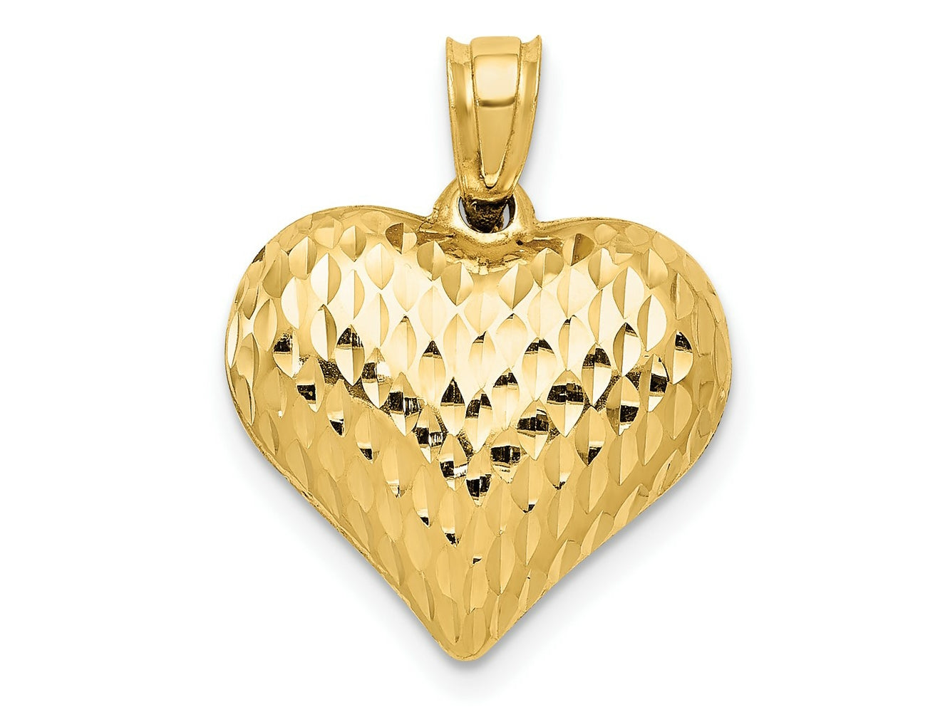 FJC Finejewelers 10 kt Yellow Gold Polished and Textured 3-D Heart Charm 20 x 16 mm