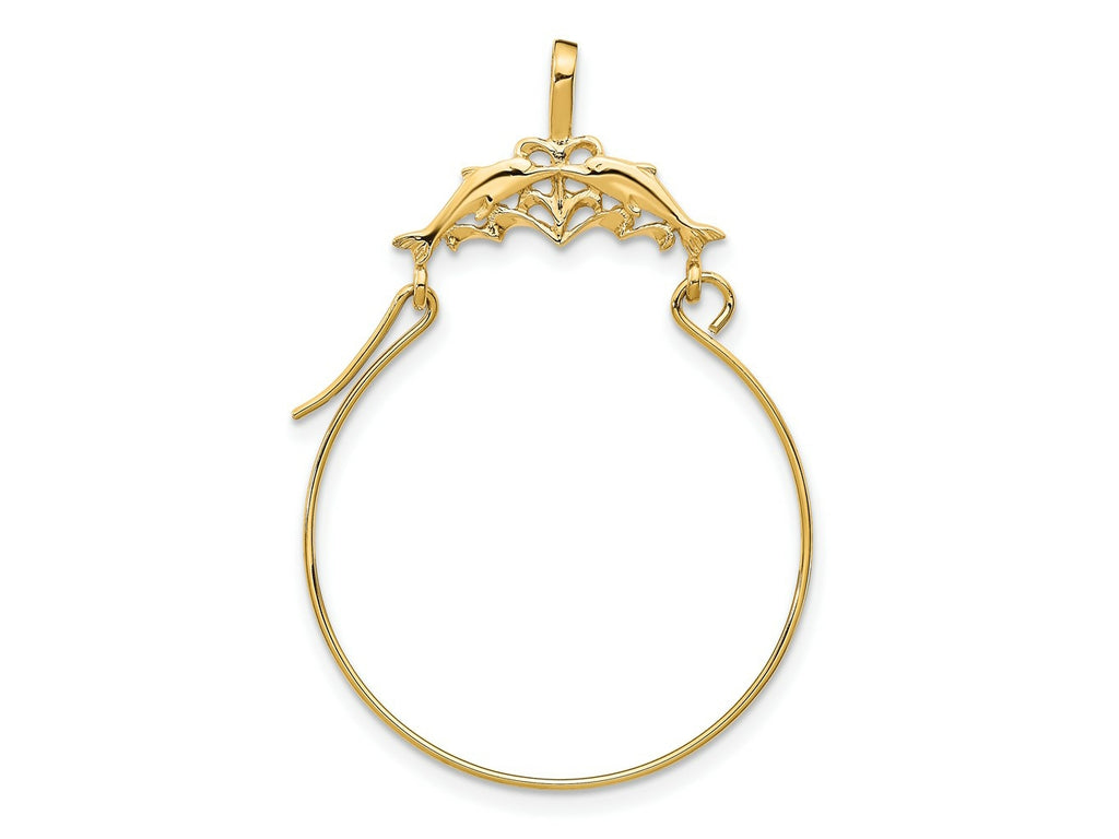 FJC Finejewelers 10 kt Yellow Gold Double Dolphins Charm Holder Charm 35 x 25 mm