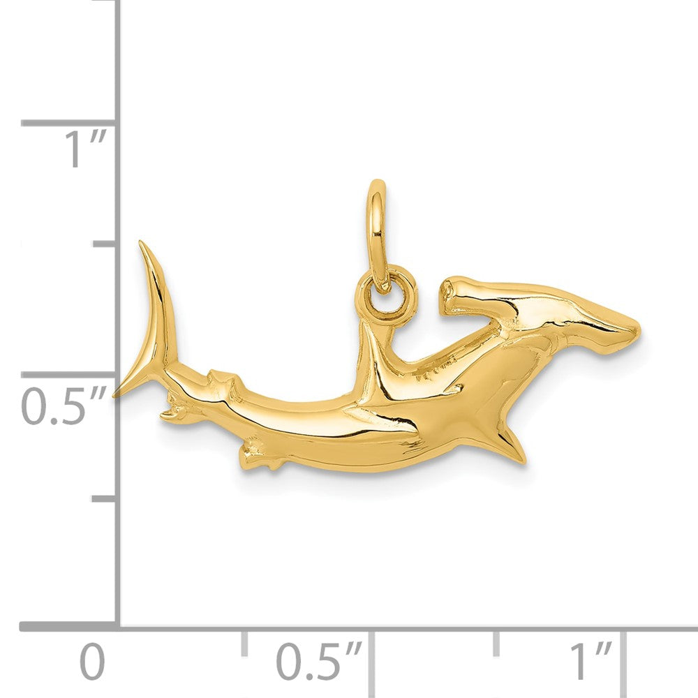 FJC Finejewelers 10 kt Yellow Gold Hammerhead Shark Charm 14 x 25 mm