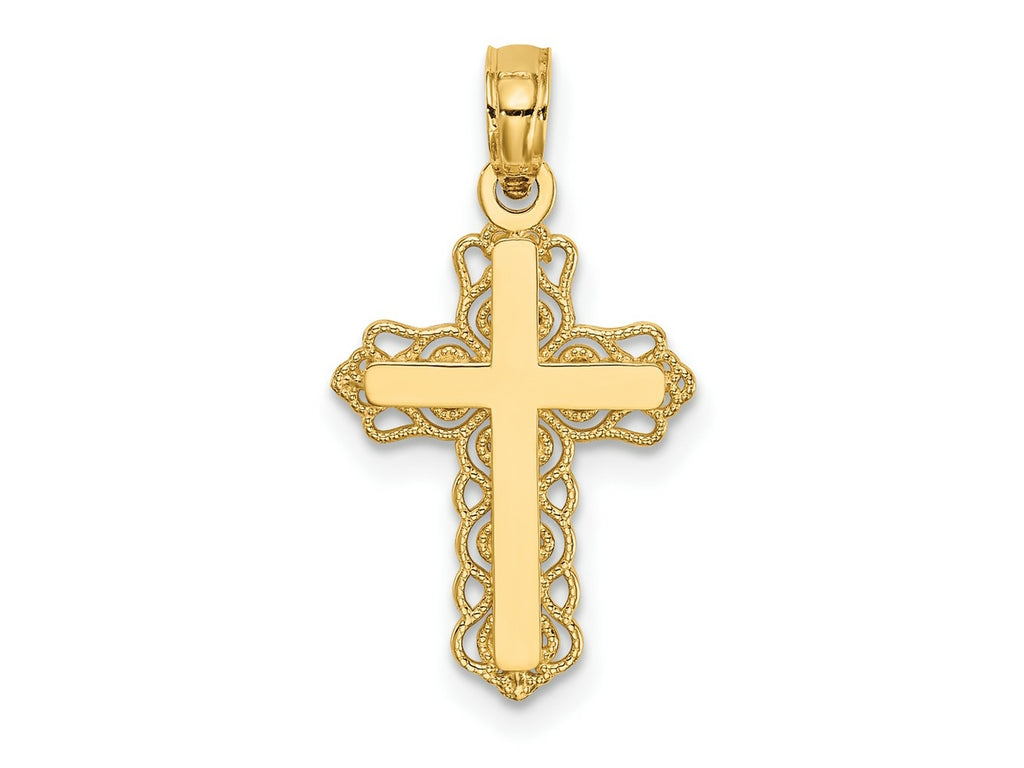 FJC Finejewelers 10 kt Yellow Gold Budded Cross Charm 23 x 11 mm