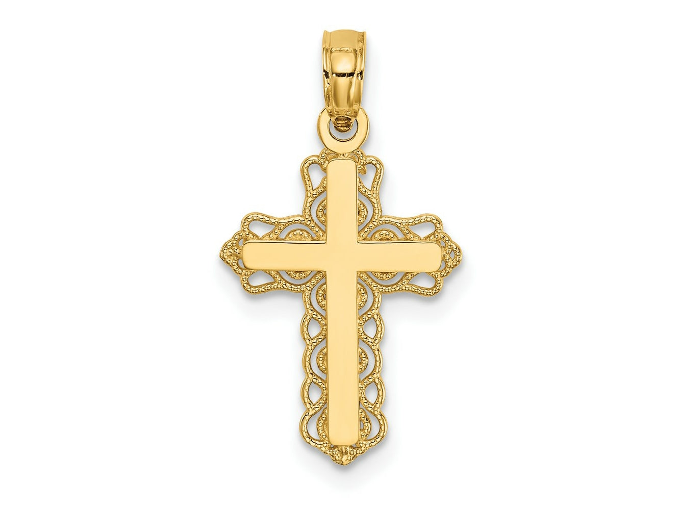 FJC Finejewelers 10 kt Yellow Gold Budded Cross Charm 23 x 11 mm