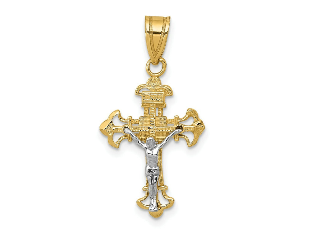 FJC Finejewelers 10 kt Two Tone Gold Two-tone INRI Crucifix Charm 26 x 14 mm