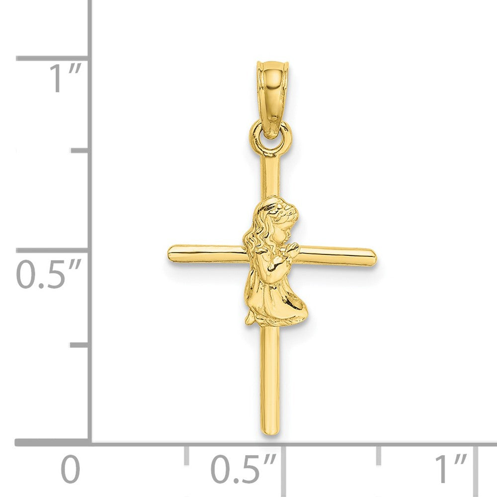 FJC Finejewelers 10 kt Yellow Gold Praying Girl Cross Charm 24 x 14 mm