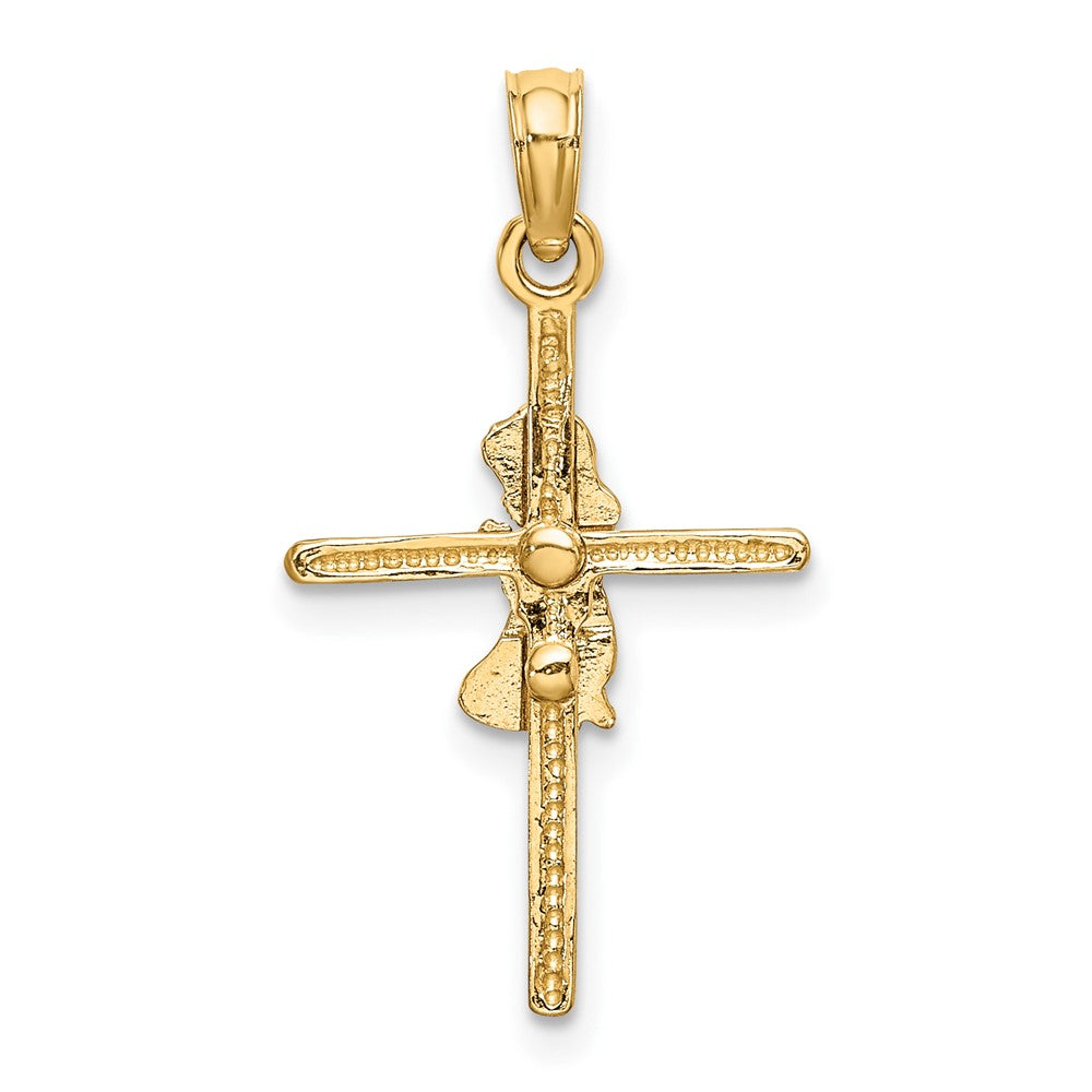 FJC Finejewelers 10 kt Yellow Gold Praying Girl Cross Charm 24 x 14 mm
