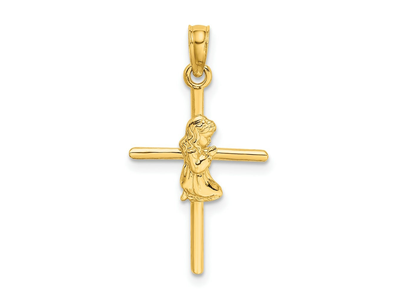 FJC Finejewelers 10 kt Yellow Gold Praying Girl Cross Charm 24 x 14 mm