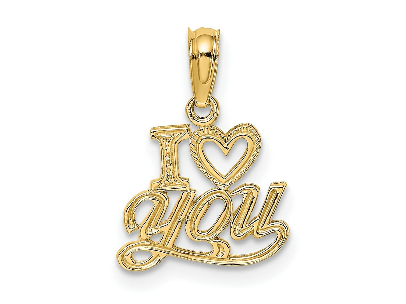 FJC Finejewelers 10 kt Yellow Gold Polished and Textured I HEART YOU Charm 14 x 12 mm
