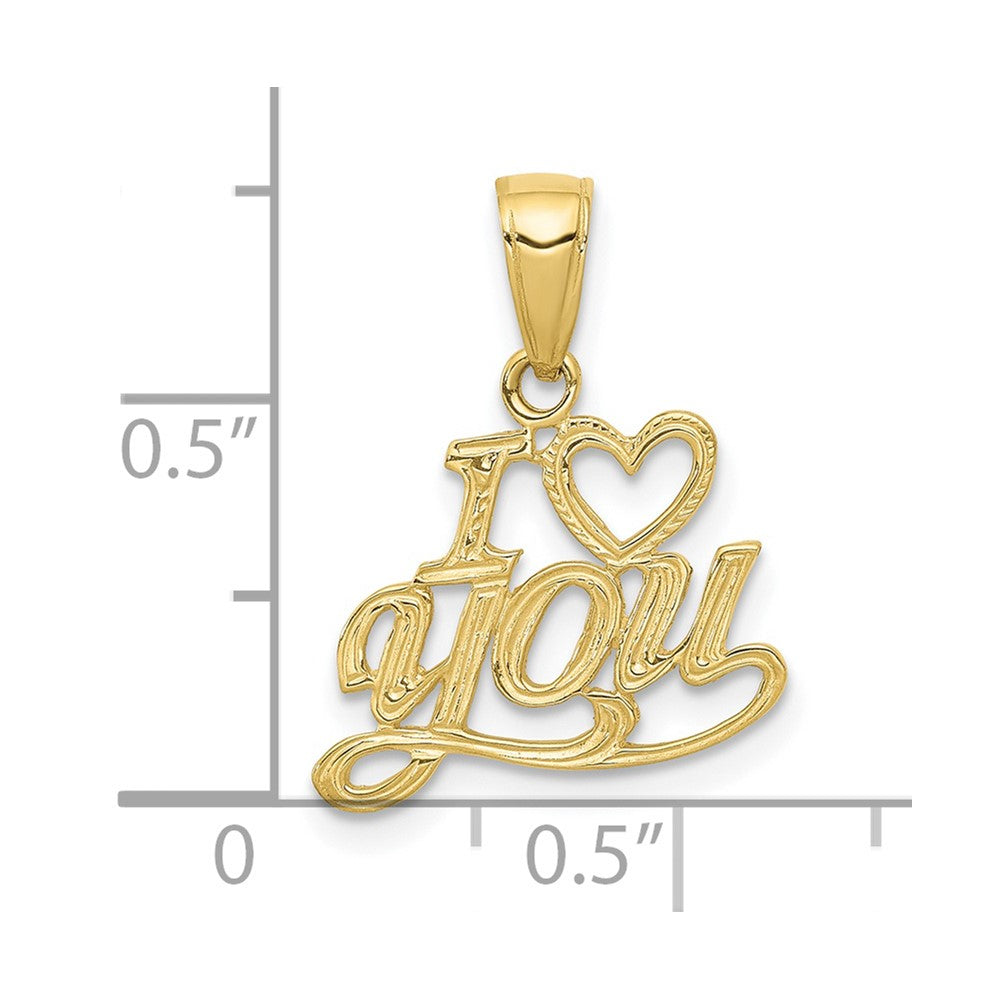 FJC Finejewelers 10 kt Yellow Gold Polished and Textured I Heart You Charm 19 x 16 mm