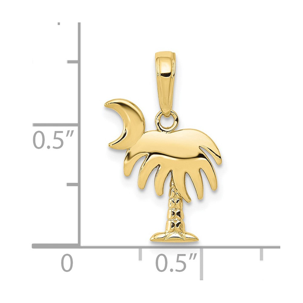 FJC Finejewelers 10 kt Yellow Gold Charleston Palm Tree with Moon Charm 17 x 12 mm