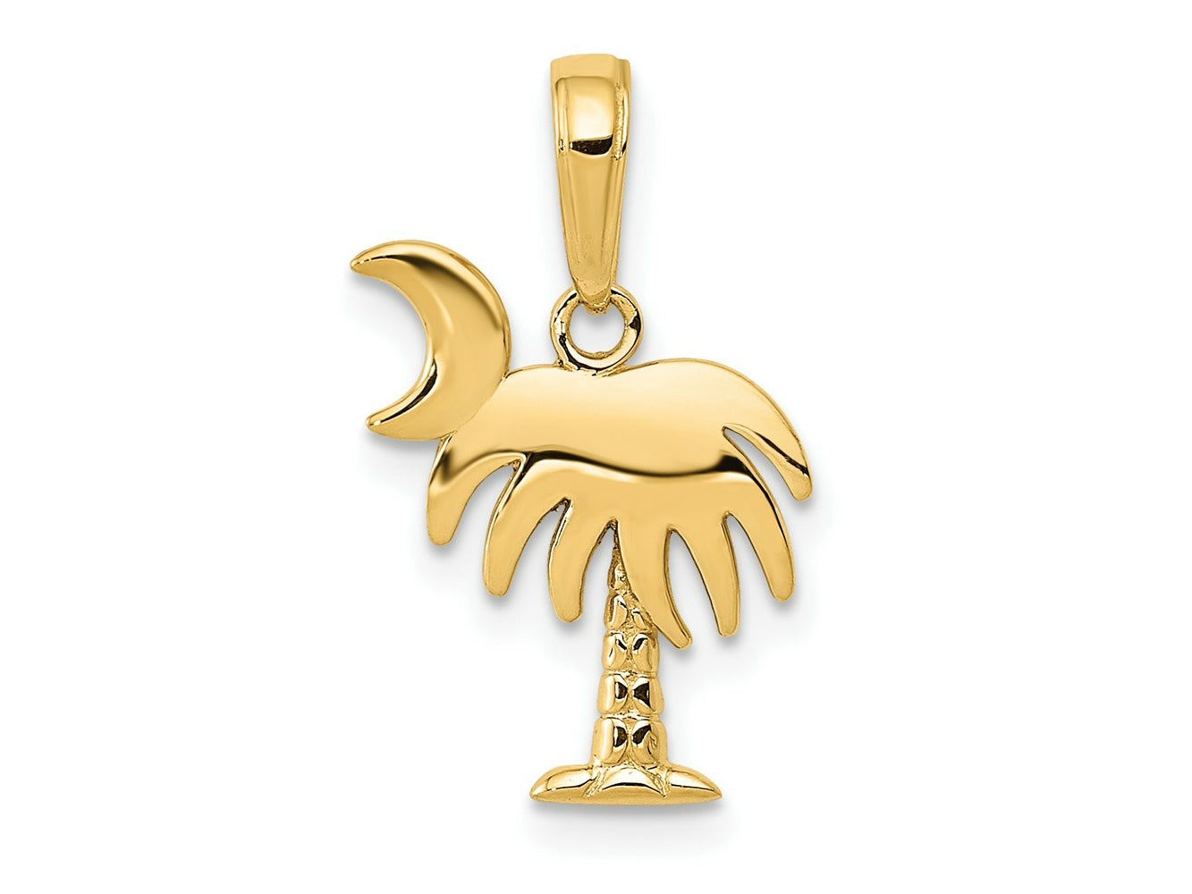 FJC Finejewelers 10 kt Yellow Gold Charleston Palm Tree with Moon Charm 17 x 12 mm