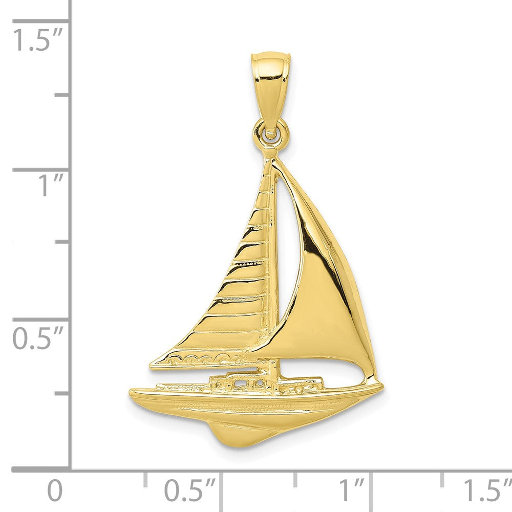 FJC Finejewelers 10 kt Yellow Gold 2-D Sailboat Charm 32 x 20 mm