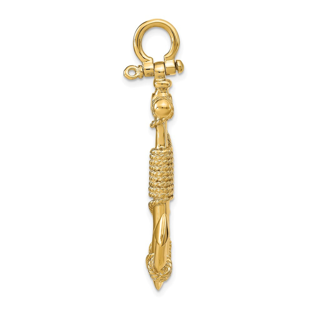 FJC Finejewelers 10 kt Yellow Gold 3-D Solid Anchor with Rope Charm 51 x 37 mm