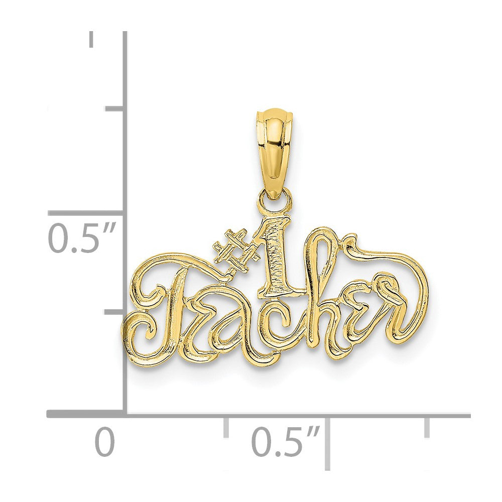 FJC Finejewelers 10 kt Yellow Gold #1 TEACHER Charm 31 x 19 mm