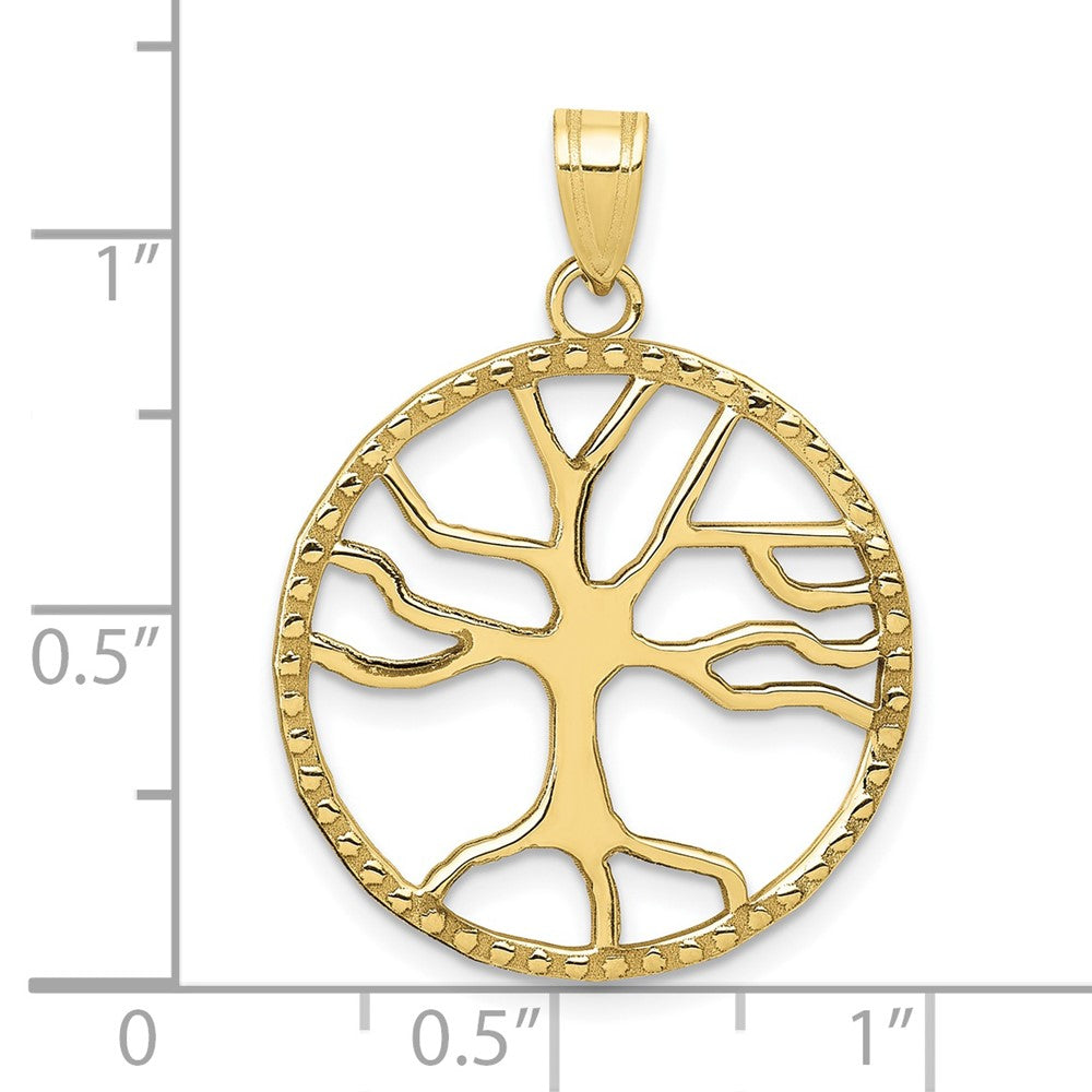 FJC Finejewelers 10 kt Yellow Gold Tree of Life in Round Frame Charm 29 x 20 mm