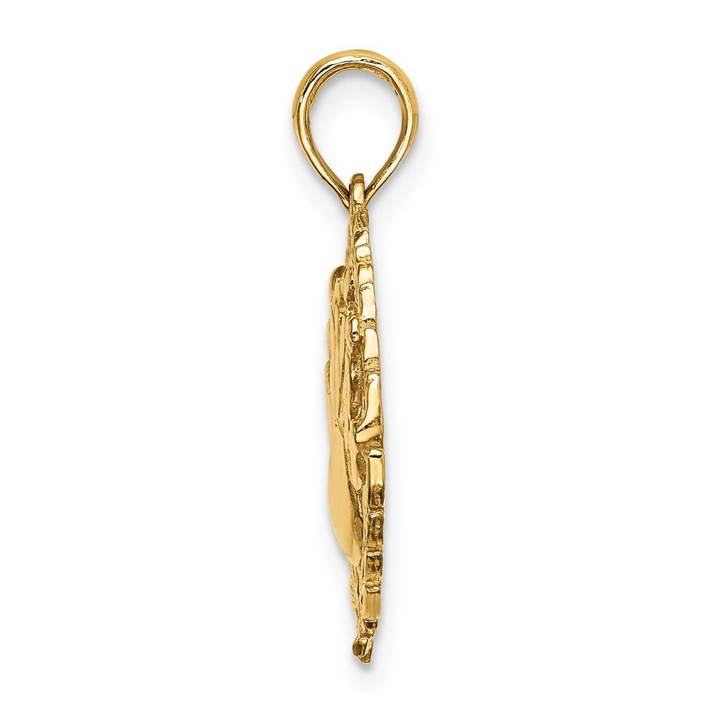 FJC Finejewelers 10 kt Yellow Gold Bowling Story in Leaf Circle Charm 18 x 18 mm