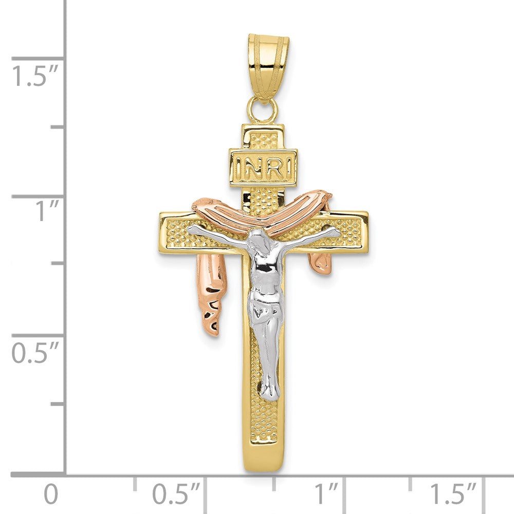 FJC Finejewelers 10 kt Tri Color Gold Tri-color Large Draped INRI Crucifix Charm 32 x 19 mm