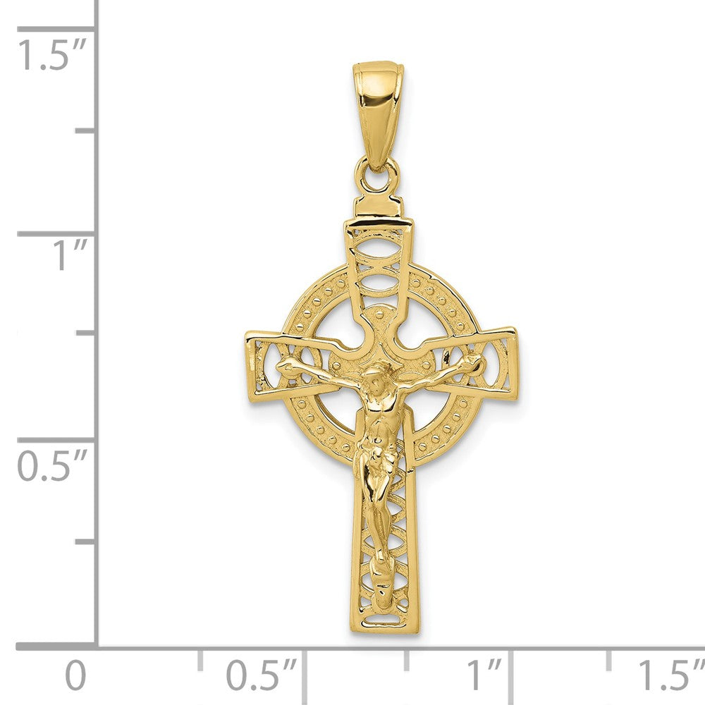 FJC Finejewelers 10 kt Yellow Gold Polished Celtic Crucifix Charm 35 x 16 mm