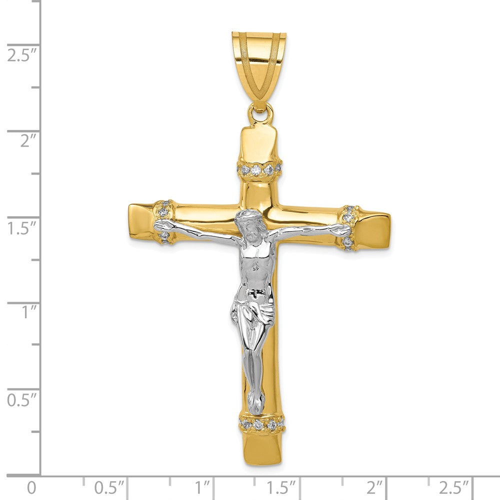 FJC Finejewelers 10 kt Two Tone Gold Two-tone CZ Crucifix Charm 69 x 38 mm