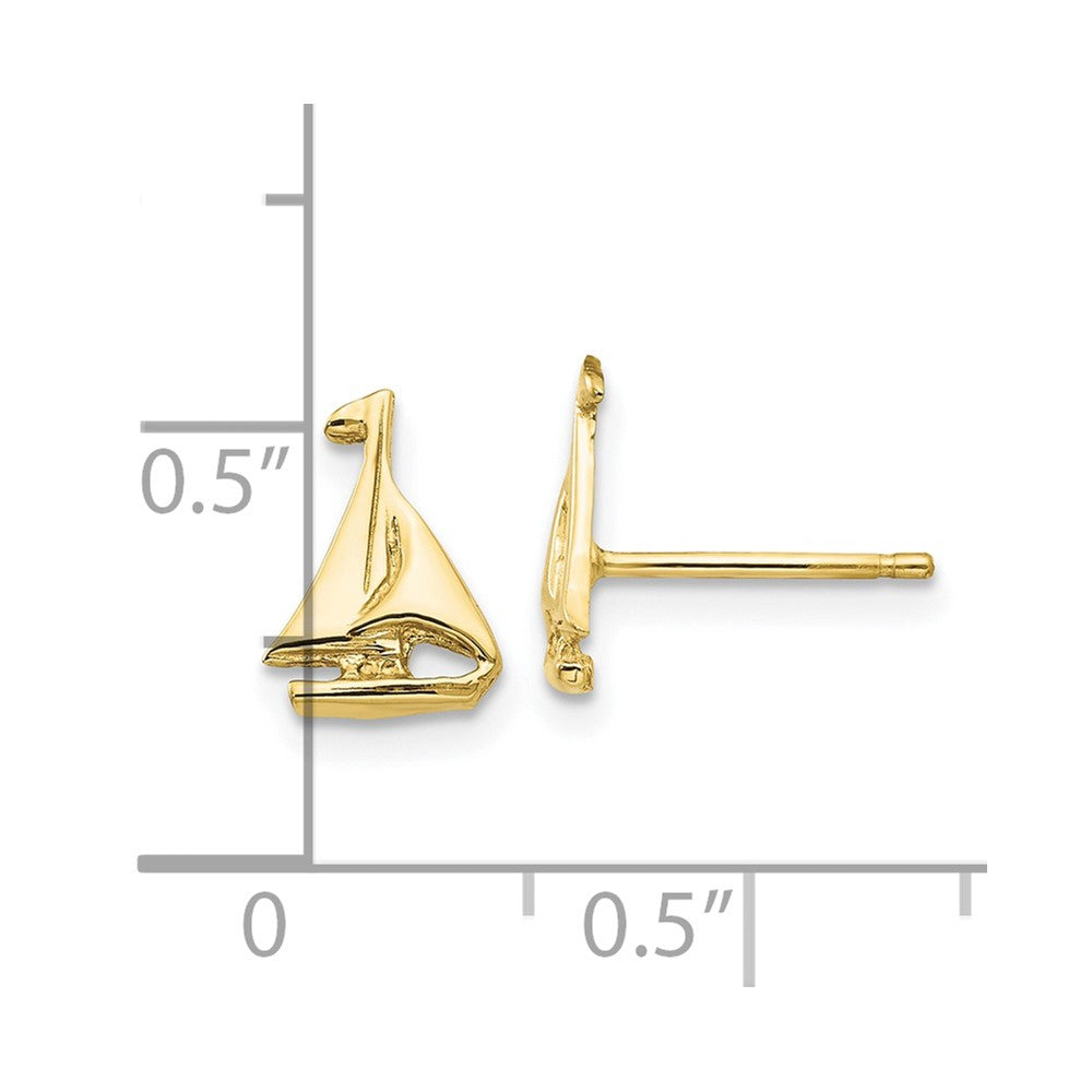 FJC Finejewelers 10 kt Yellow Gold Button Sail Boat Earrings 10 mm x 7 mm