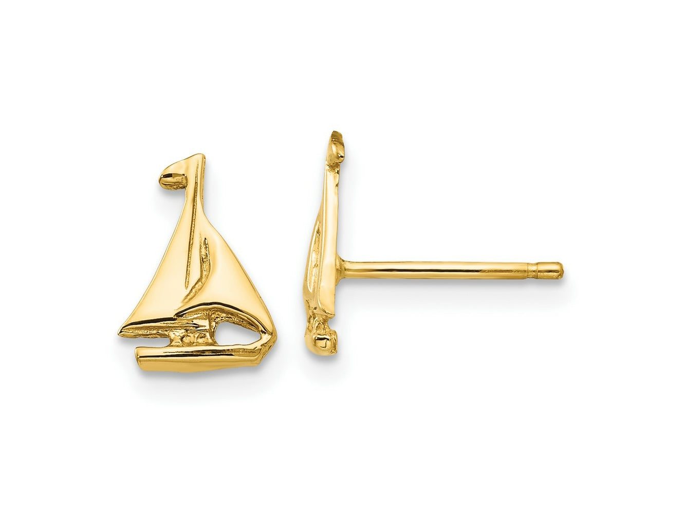 FJC Finejewelers 10 kt Yellow Gold Button Sail Boat Earrings 10 mm x 7 mm