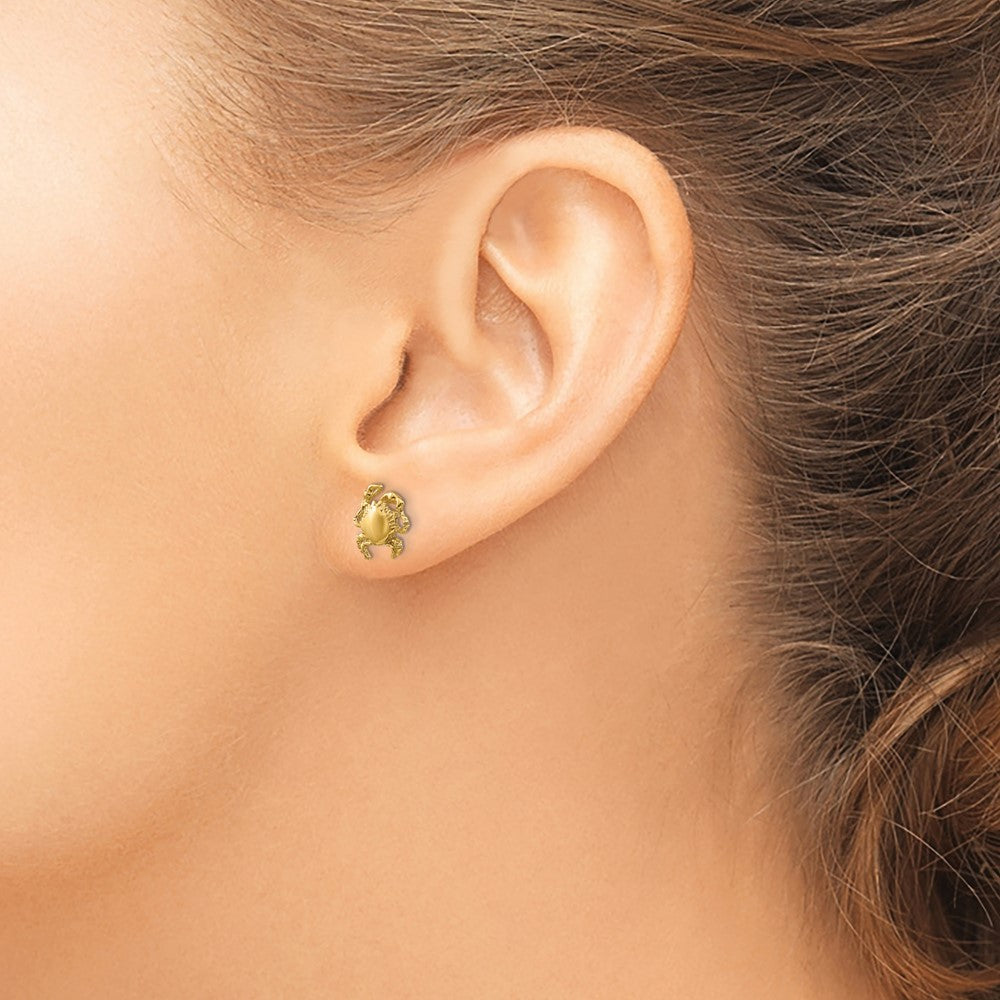 FJC Finejewelers 10 kt Yellow Gold Button Crab Earrings 9 mm x 10 mm