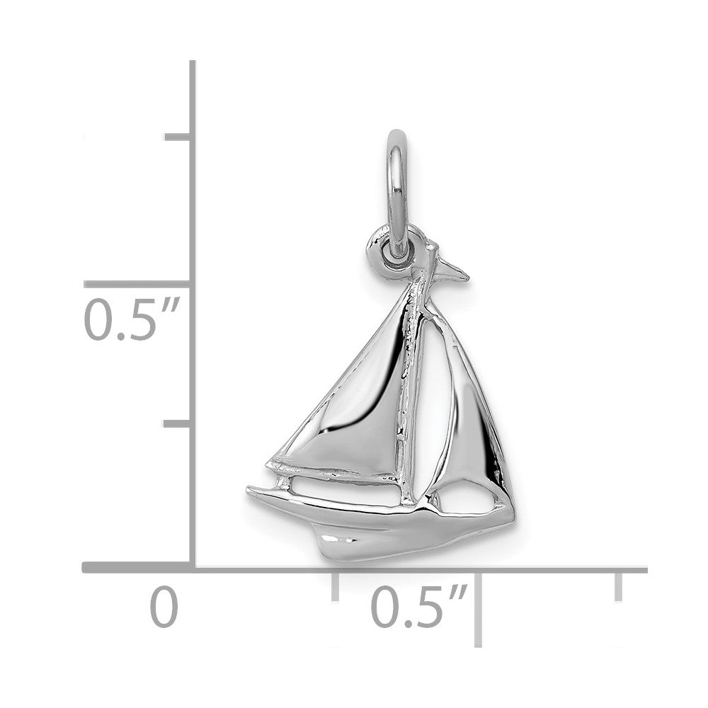 FJC Finejewelers 10 kt White Gold Themed Solid Polished 3-Dimensional Sailboat Charm 19 mm x 12 mm