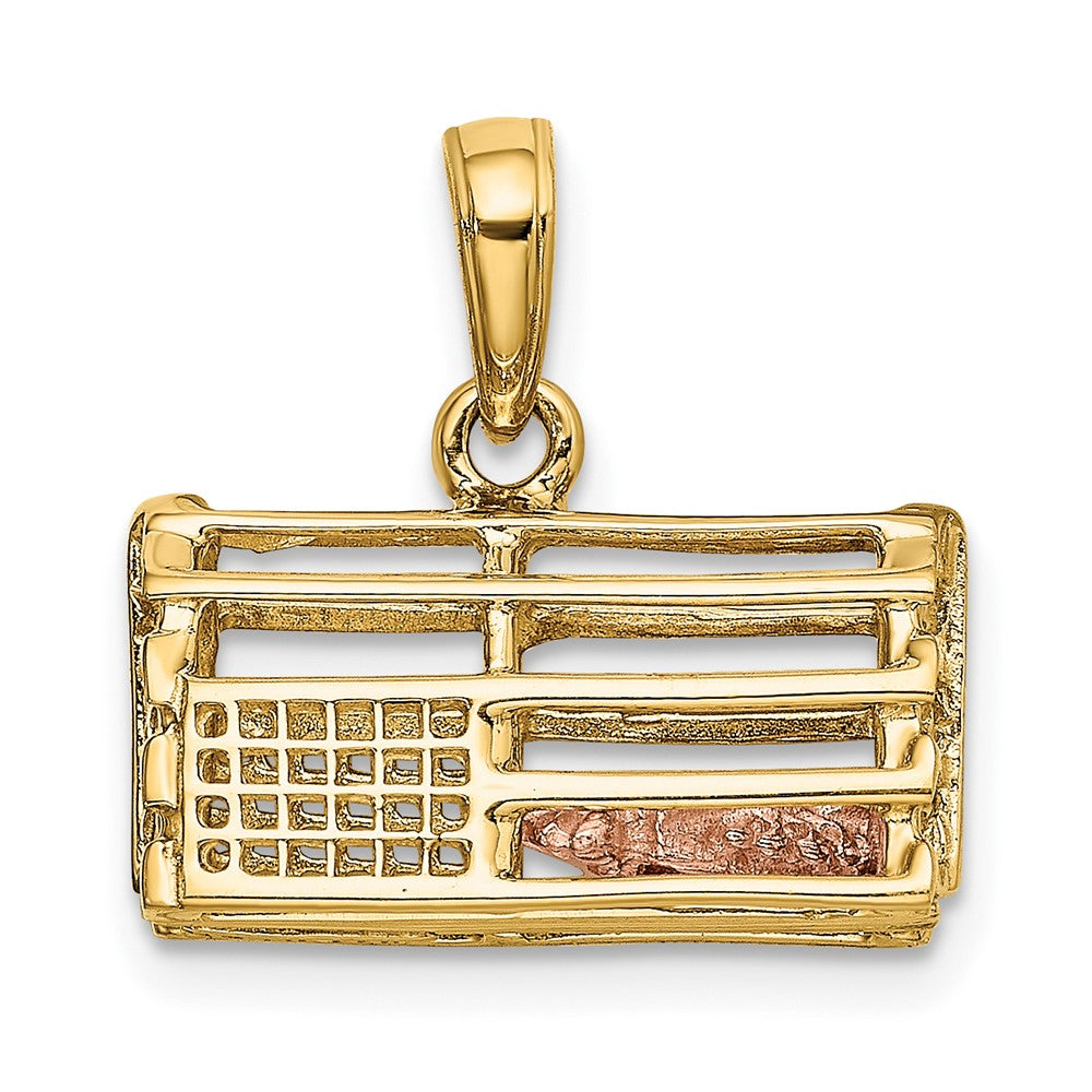 FJC Finejewelers 10 kt Two Tone Gold Two-Tone Polished 3-Dimensional Lobster Trap Charm 16 x 17 mm
