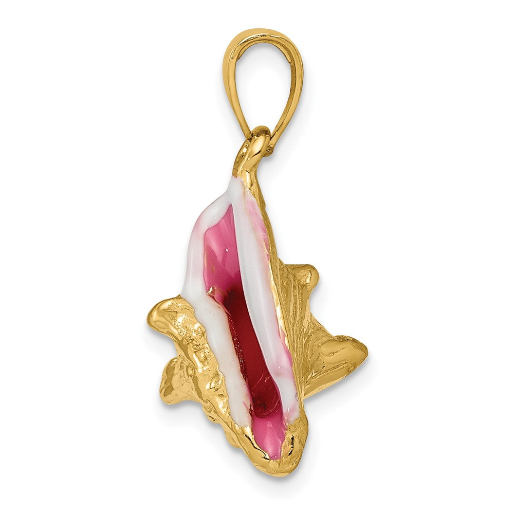 FJC Finejewelers 10 kt Yellow Gold Polished 3-D Pink and White Enameled Conch Shell Charm 24 x 16 mm