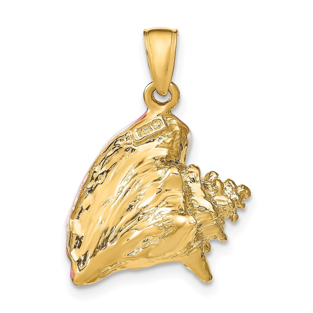 FJC Finejewelers 10 kt Yellow Gold Polished 3-D Pink and White Enameled Conch Shell Charm 24 x 16 mm