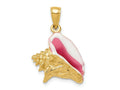 FJC Finejewelers 10 kt Yellow Gold Polished 3-D Pink and White Enameled Conch Shell Charm 24 x 16 mm