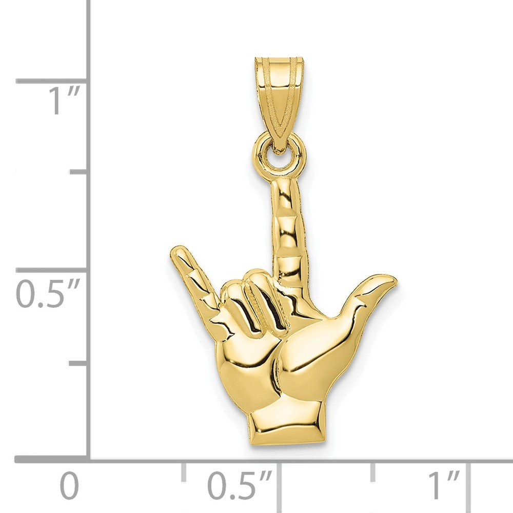 FJC Finejewelers 10 kt Yellow Gold Polished I Love You Hand Sign Language Charm 25 x 15 mm