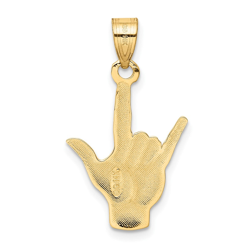 FJC Finejewelers 10 kt Yellow Gold Polished I Love You Hand Sign Language Charm 25 x 15 mm