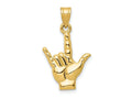 FJC Finejewelers 10 kt Yellow Gold Polished I Love You Hand Sign Language Charm 25 x 15 mm