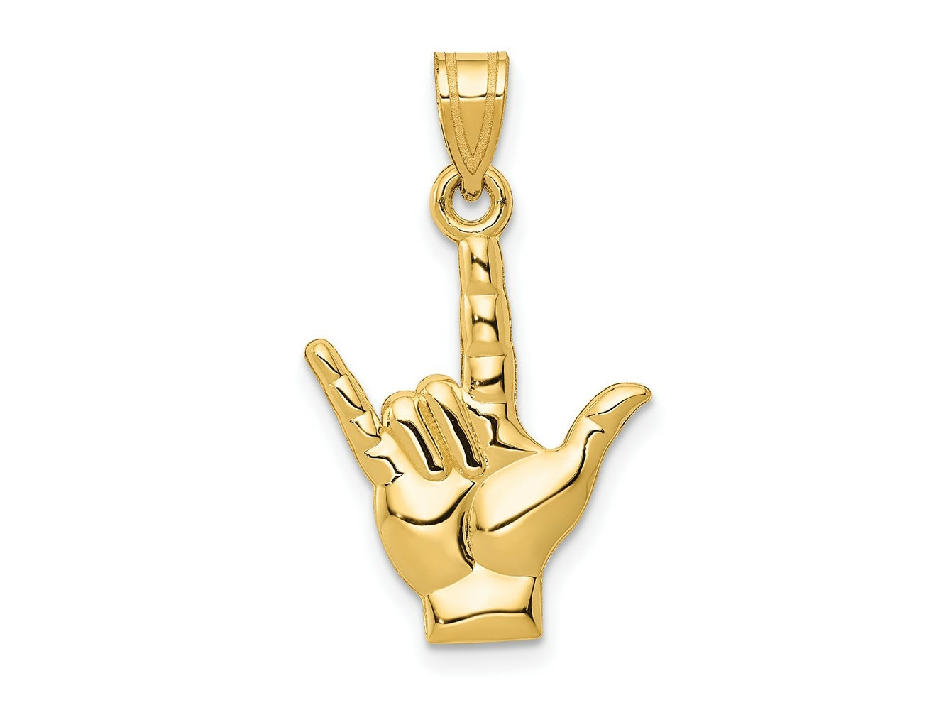 FJC Finejewelers 10 kt Yellow Gold Polished I Love You Hand Sign Language Charm 25 x 15 mm