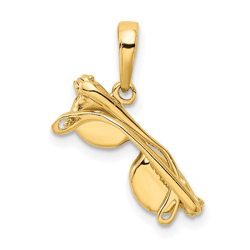 FJC Finejewelers 10 kt Yellow Gold 3-D Black Enameled Moveable Sunglasses Charm 18 x 15 mm