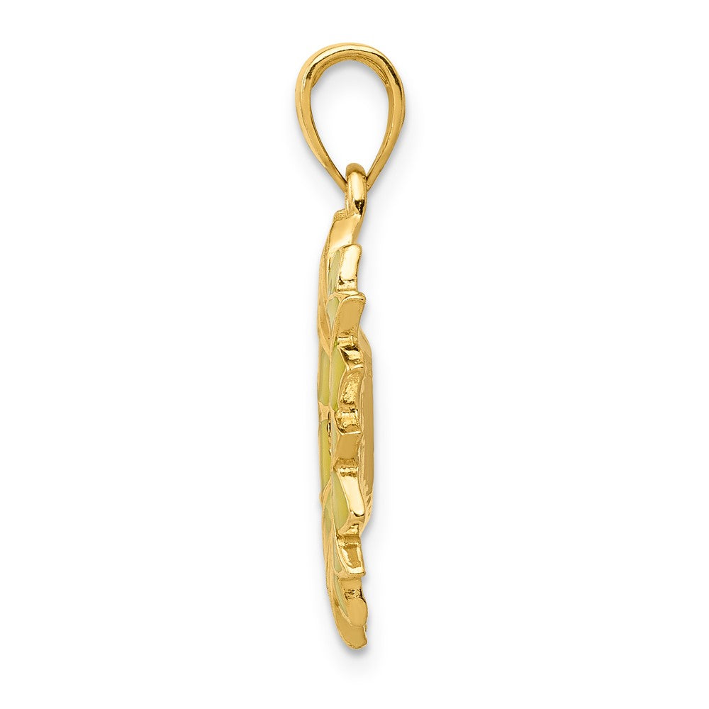 FJC Finejewelers 10 kt Yellow Gold Enameled Yellow Sunflower Charm 24 x 17 mm