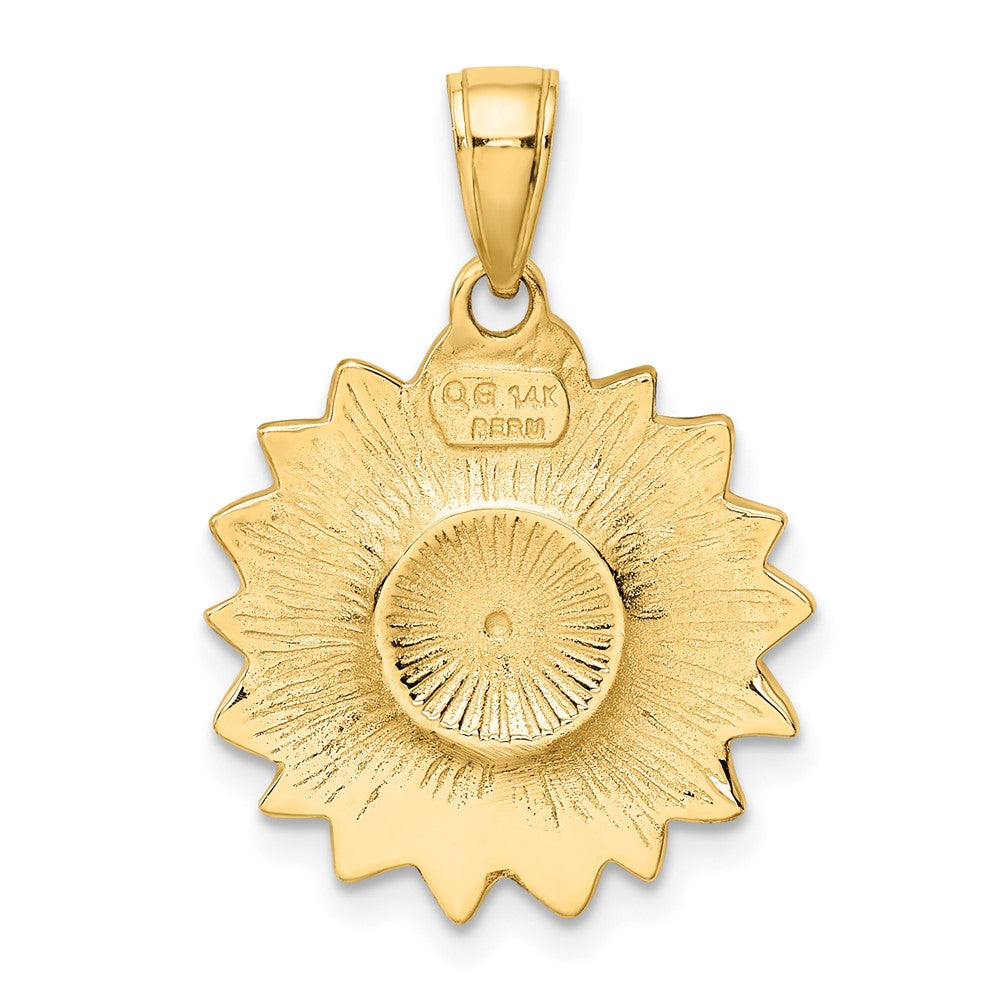 FJC Finejewelers 10 kt Yellow Gold Enameled Yellow Sunflower Charm 24 x 17 mm