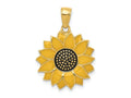 FJC Finejewelers 10 kt Yellow Gold Enameled Yellow Sunflower Charm 24 x 17 mm