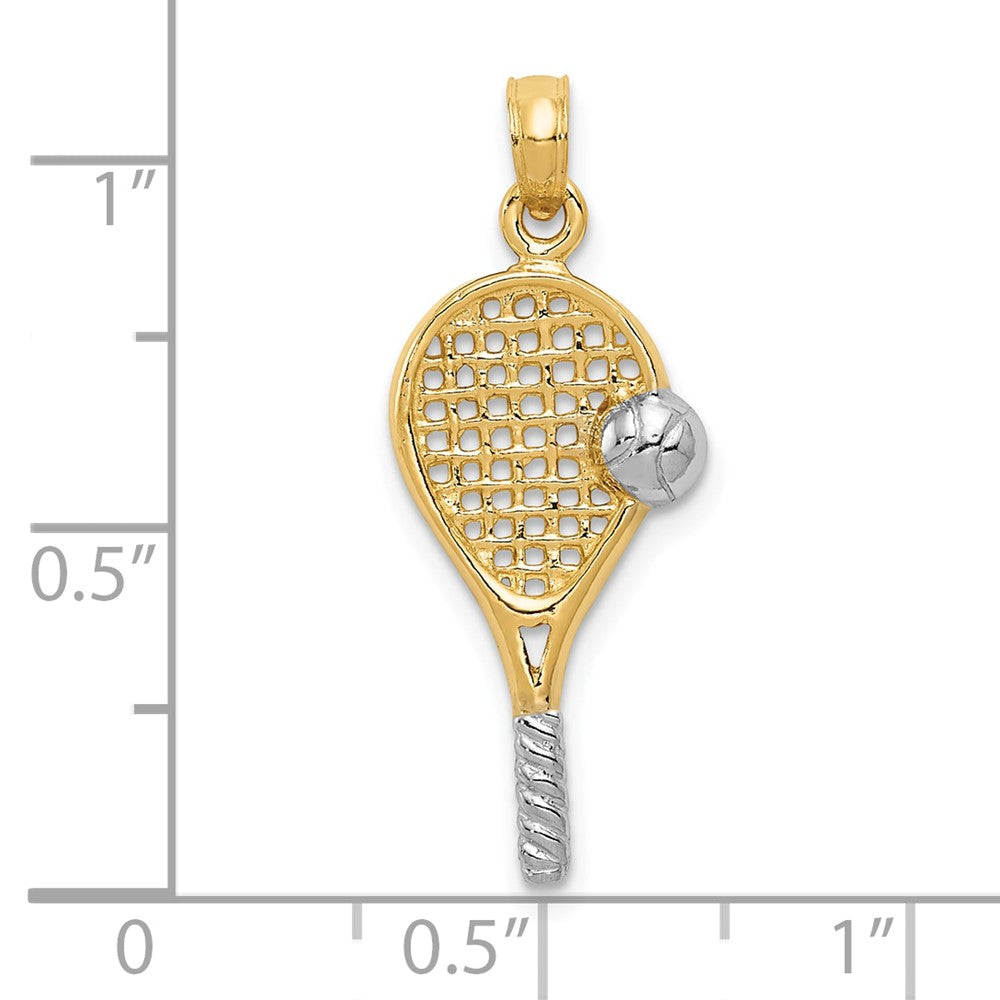 FJC Finejewelers 10 kt Yellow Gold with Rhodium Polished Tennis Racquet Charm 28 x 10 mm