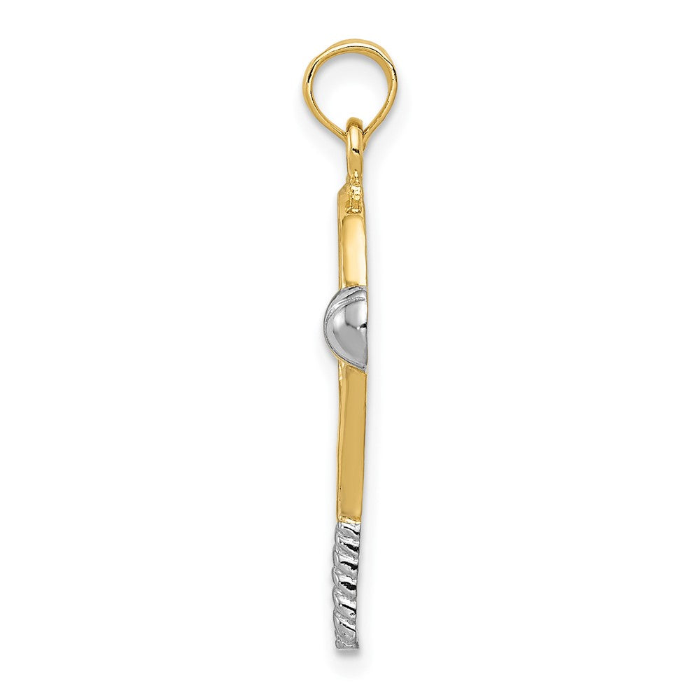 FJC Finejewelers 10 kt Yellow Gold with Rhodium Polished Tennis Racquet Charm 28 x 10 mm