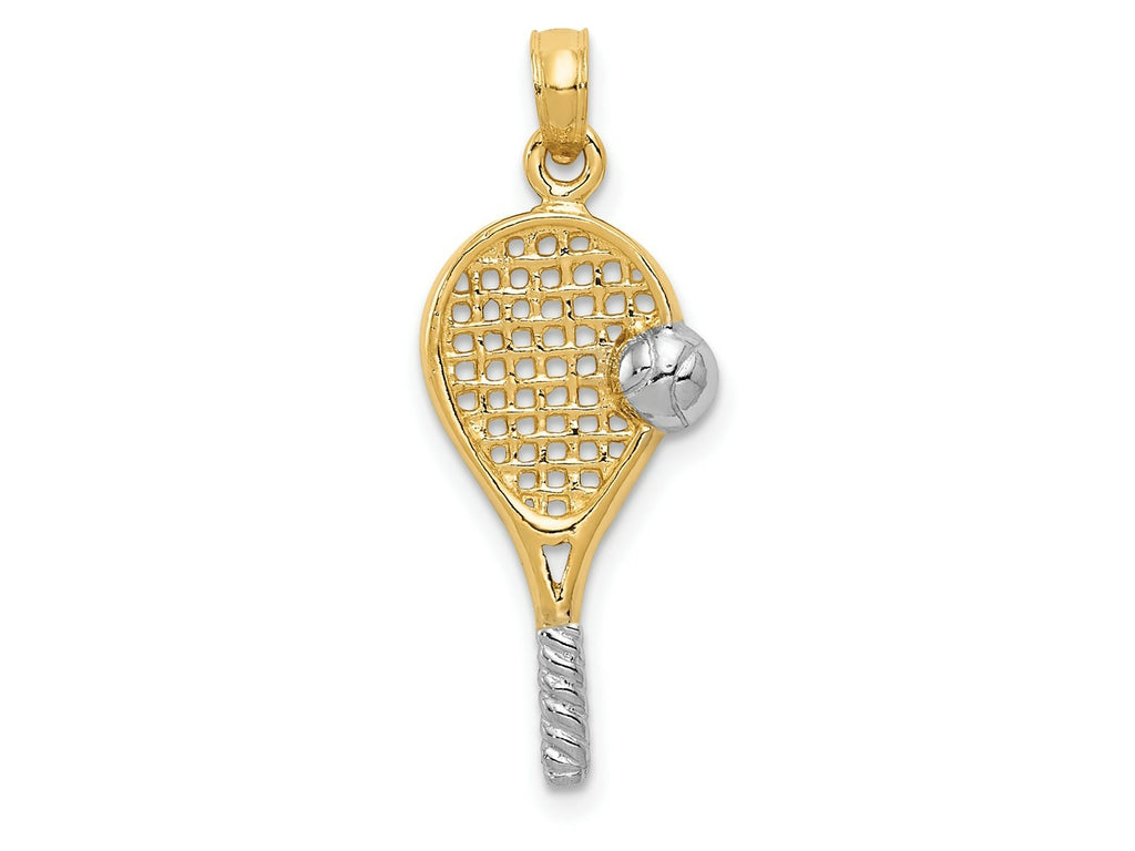 FJC Finejewelers 10 kt Yellow Gold with Rhodium Polished Tennis Racquet Charm 28 x 10 mm