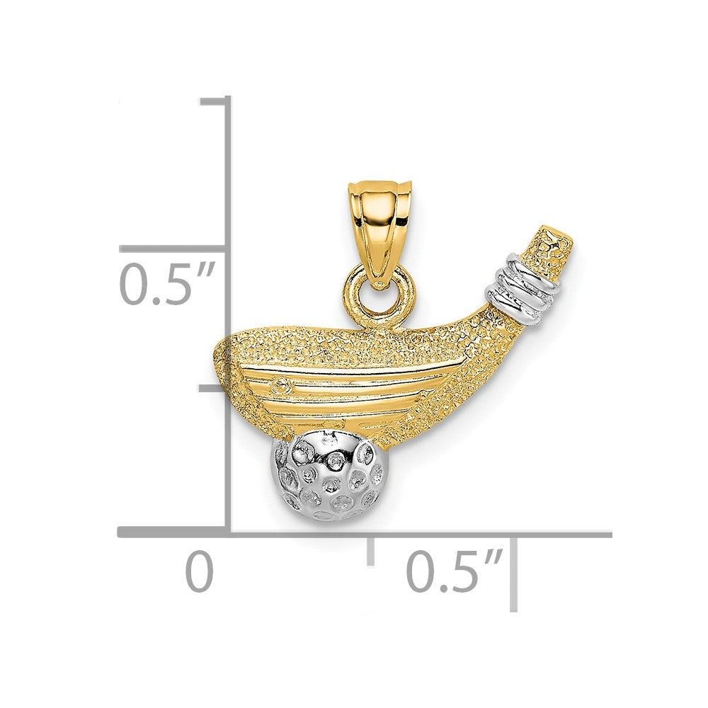 FJC Finejewelers 10 kt Yellow Gold Rhodium Golf Club and Ball Charm 16 x 7 mm