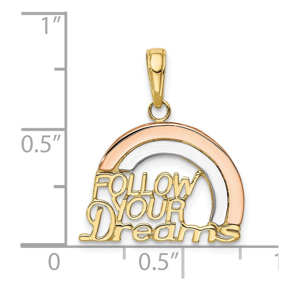 FJC Finejewelers 10 kt Two Tone Gold (Rhodium) Themed  Follow Your Dreams Rainbow Charm 20 mm x 18 mm