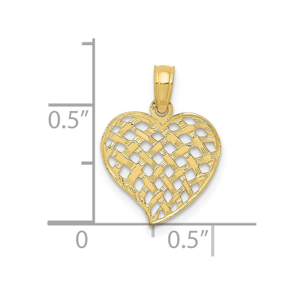 FJC Finejewelers 10 kt Yellow Gold Polished Basket Weave Pattern Heart Charm 18 x 13 mm