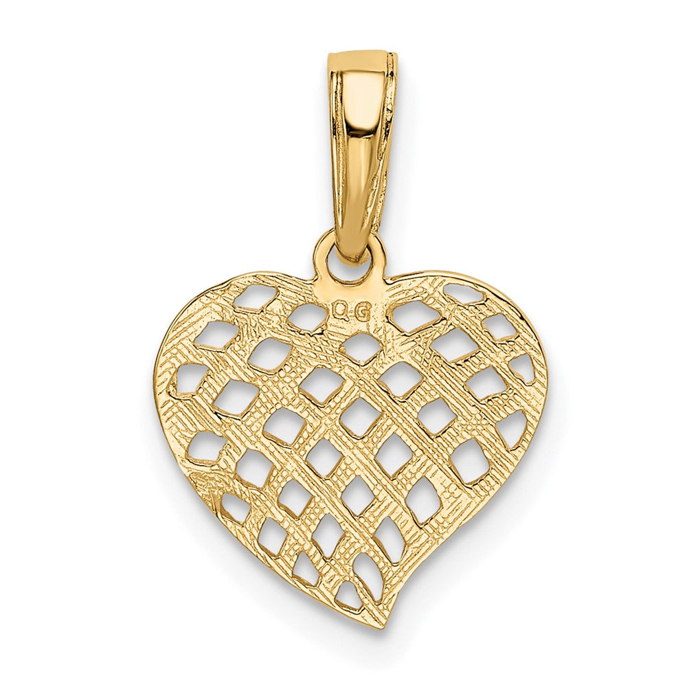 FJC Finejewelers 10 kt Yellow Gold Polished Basket Weave Pattern Heart Charm 18 x 13 mm
