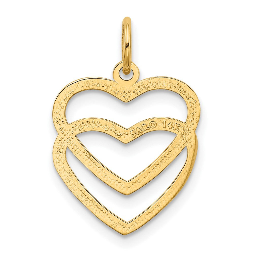 FJC Finejewelers 10 kt Yellow Gold Polished Double Heart Charm 22 x 15 mm