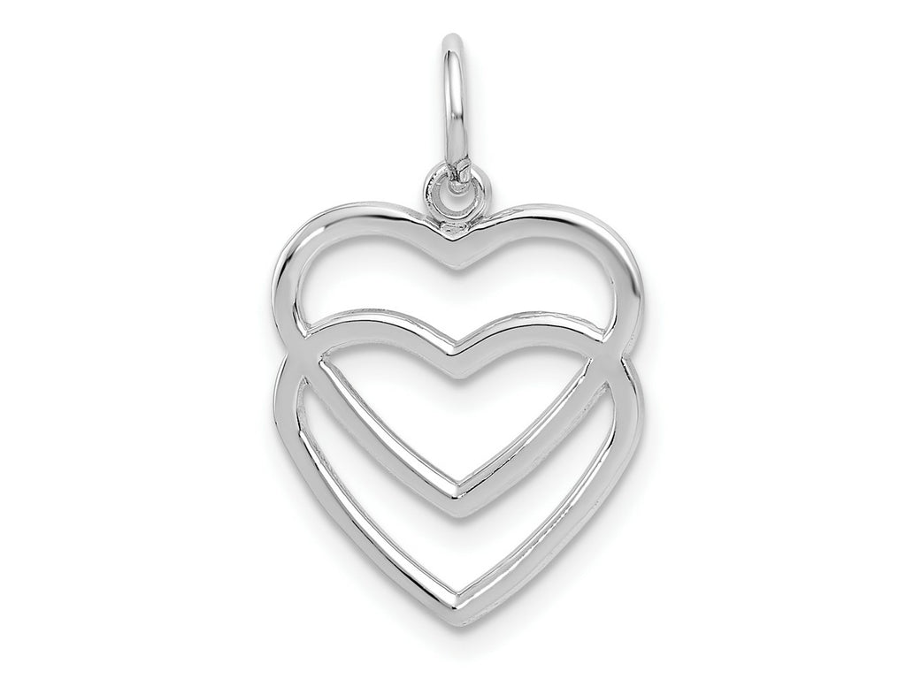FJC Finejewelers 10 kt White Gold Double Heart Charm 22 x 15 mm