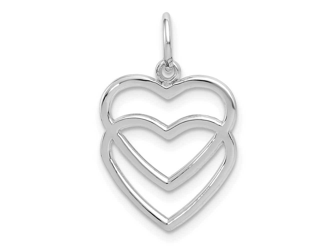 FJC Finejewelers 10 kt White Gold Double Heart Charm 22 x 15 mm
