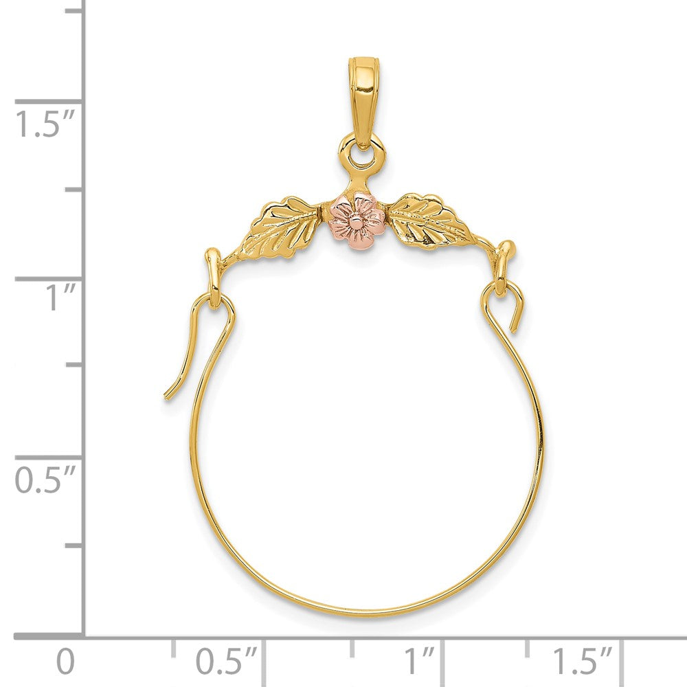 FJC Finejewelers 10 kt Two Tone Gold Two-tone Leaves with Flower Charm Holder 35 x 27 mm